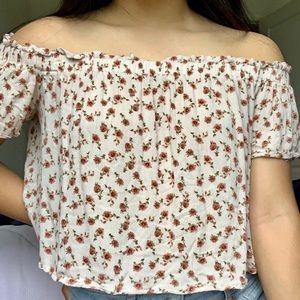 Taupe/Pink off the shoulder top